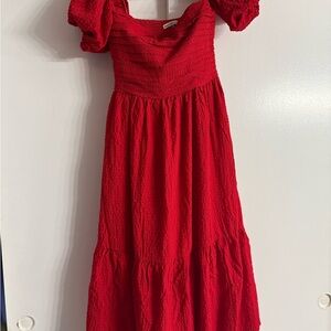 Abercrombie and Fitch Emerson Off-The-Shoulder Midi Dress